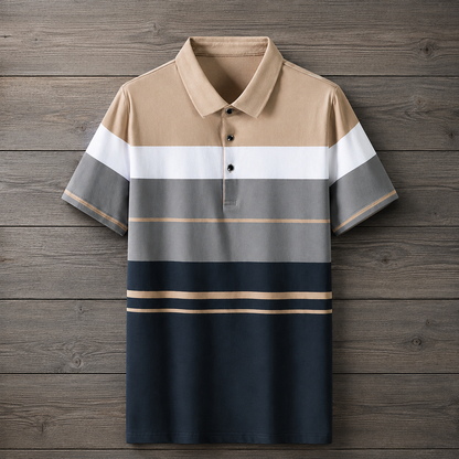 Striped Colorblock Polo Shirt