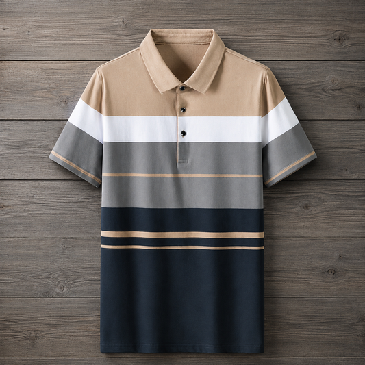 Striped Colorblock Polo Shirt