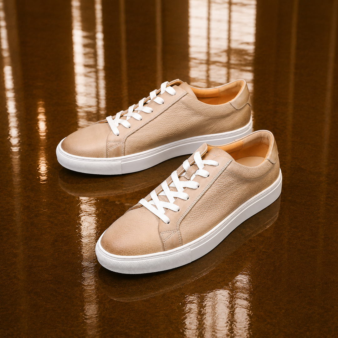 Premium Leather Lace-Up Sneakers