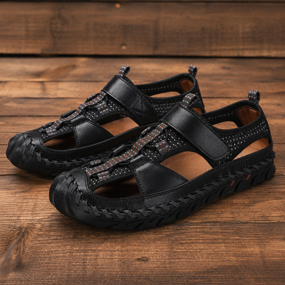 Closed-Toe Leather Sandals