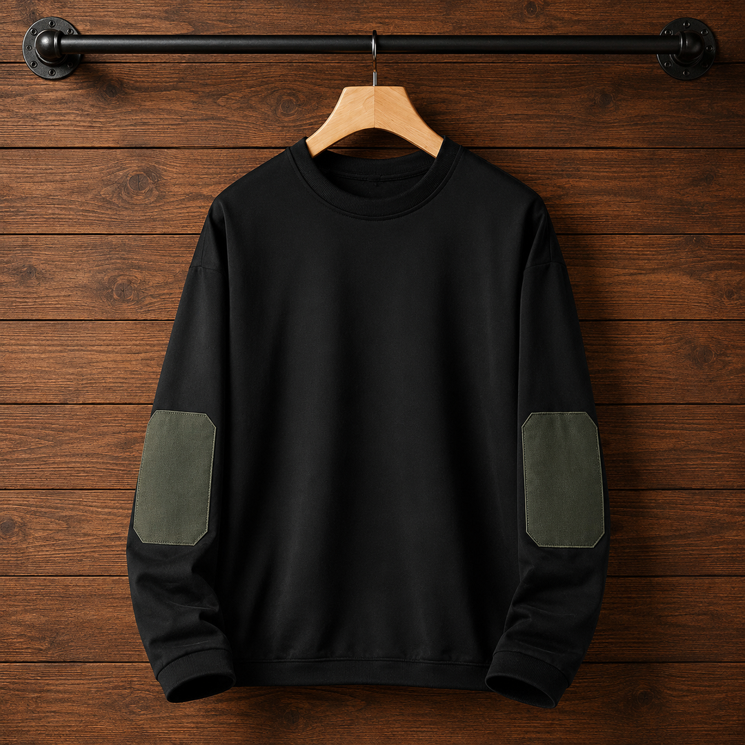 Crewneck Elbow-Patch Sweatshirt