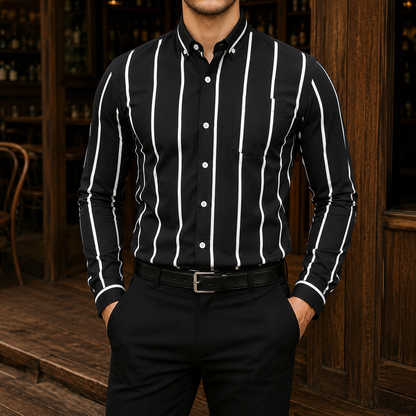 Vertical Stripe Button-Down Shirt