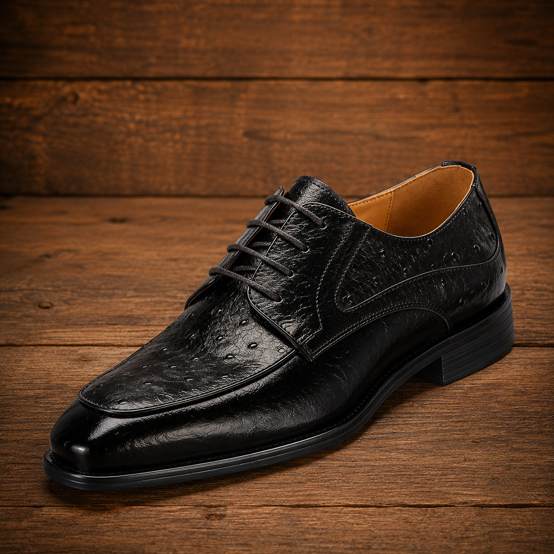 Ostrich Embossed Leather Shoes