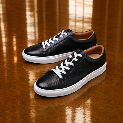 Premium Leather Lace-Up Sneakers