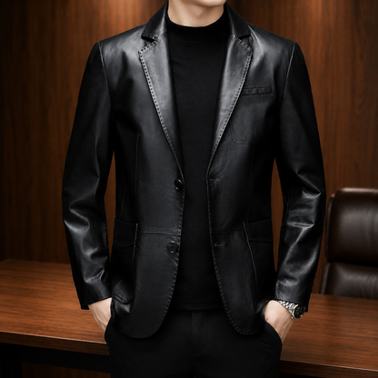 Leather Two-Button Blazer