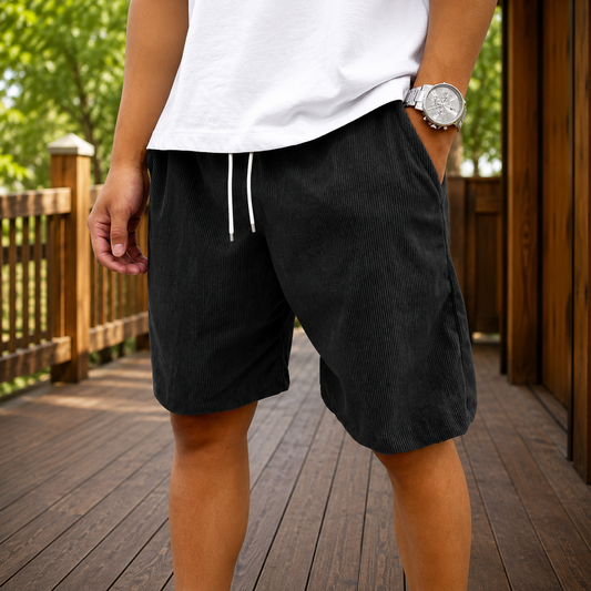 Ribbed Drawstring Casual Shorts
