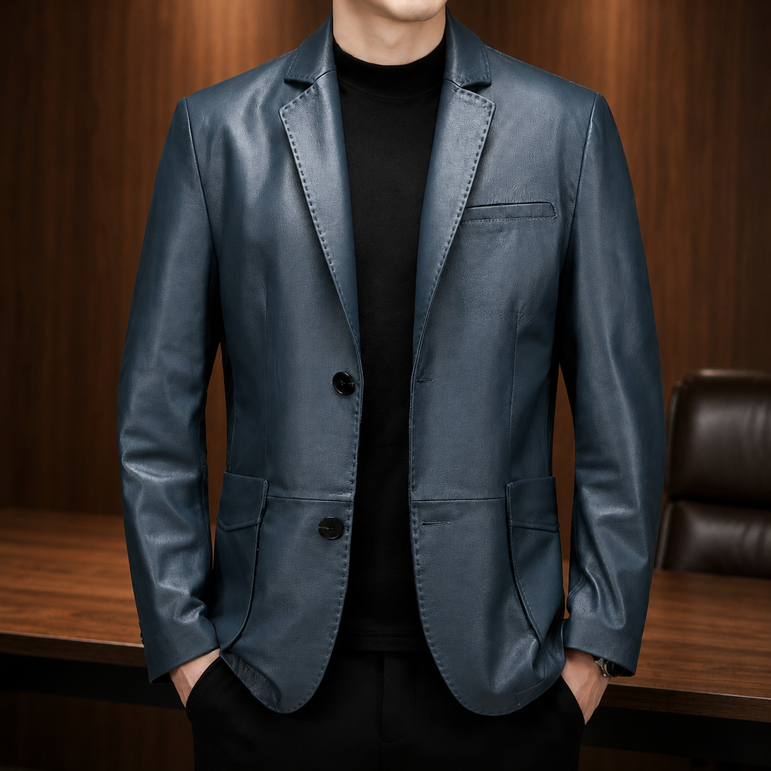 Leather Two-Button Blazer