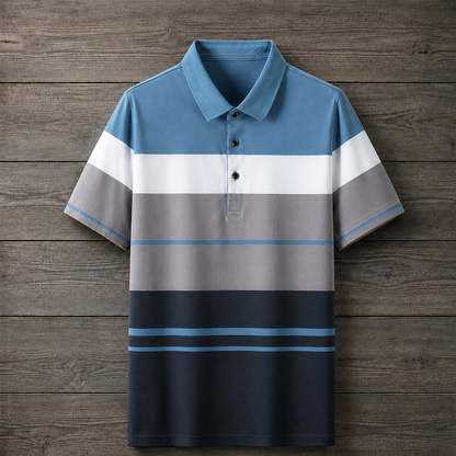Striped Colorblock Polo Shirt