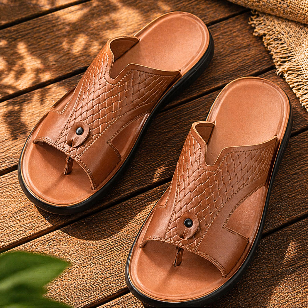 Leather Slide Sandals