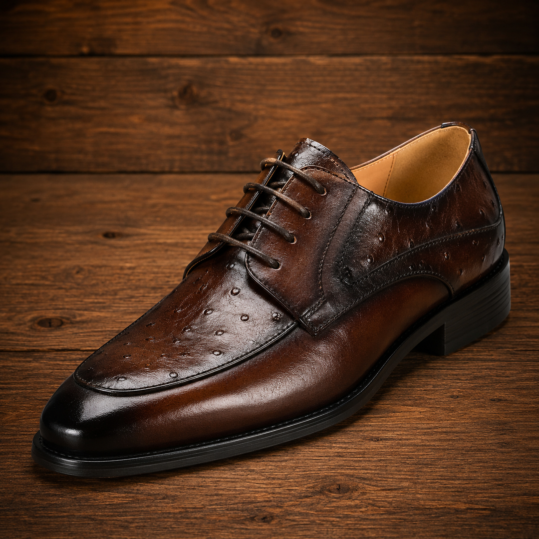 Ostrich Embossed Leather Shoes