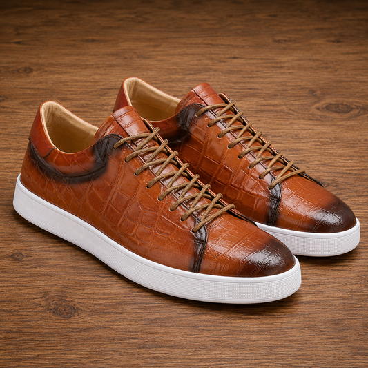 Textured Leather Sneakers