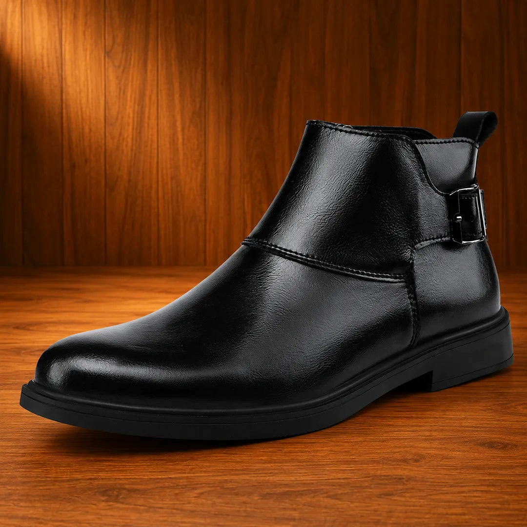 Buckle-Strap Ankle Boots