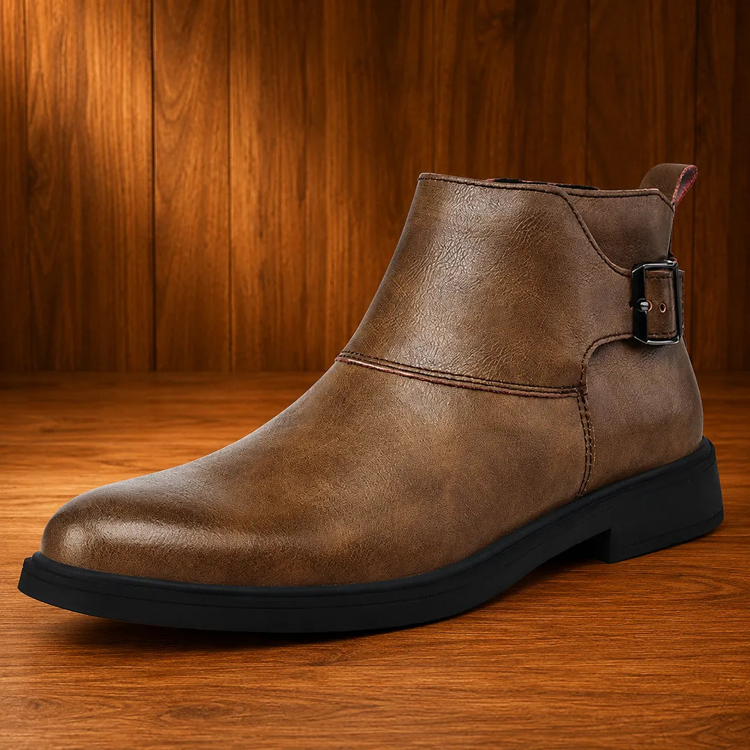 Buckle-Strap Ankle Boots