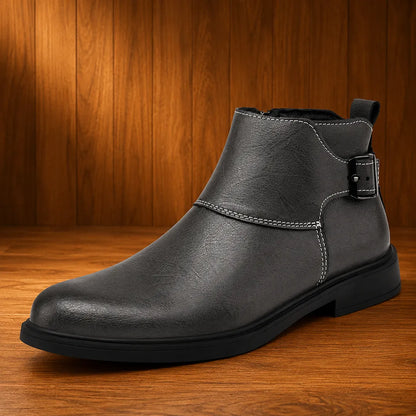 Buckle-Strap Ankle Boots