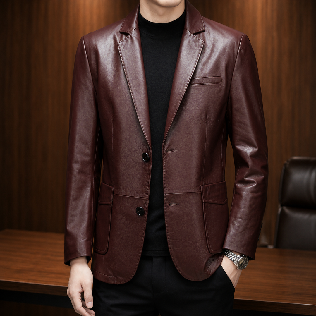 Leather Two-Button Blazer