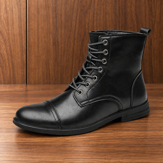 Cap Toe Lace-Up Boots