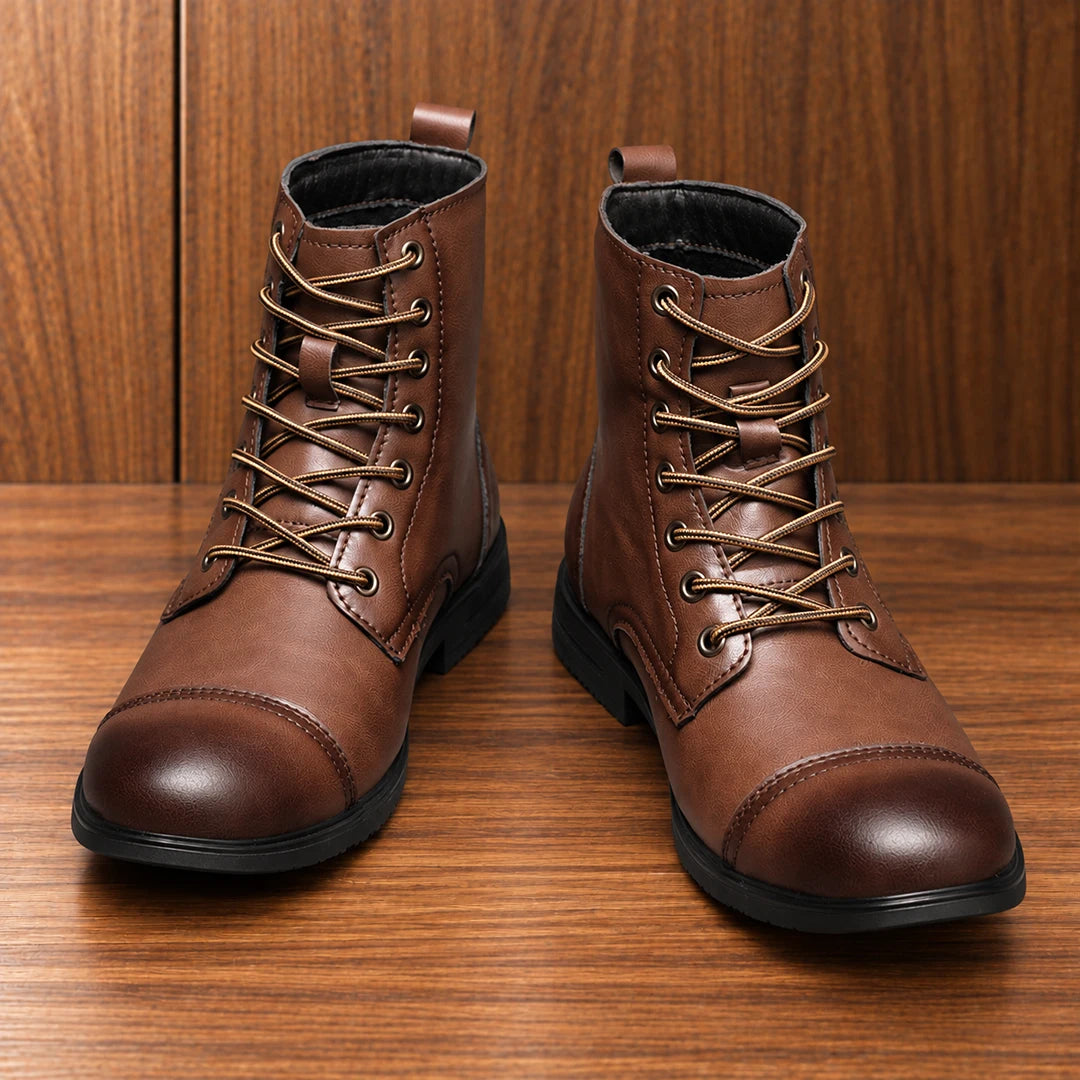 Cap Toe Lace-Up Boots