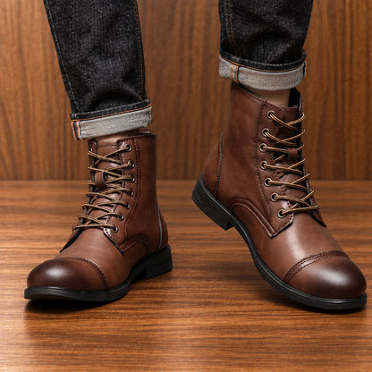 Cap Toe Lace-Up Boots