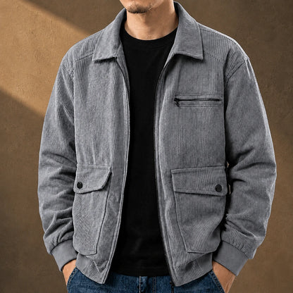 Casual Corduroy Zip Jacket