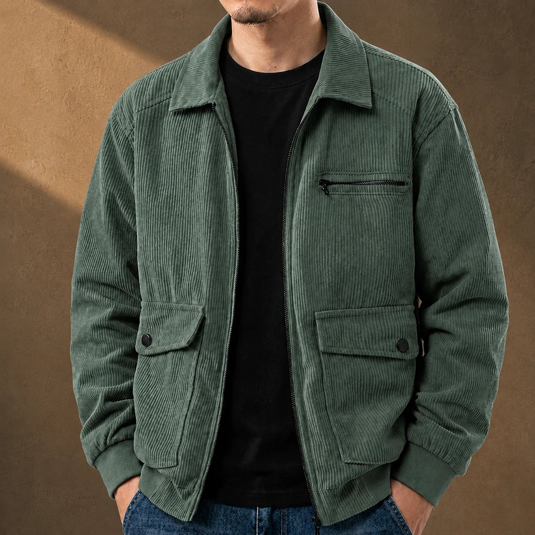 Casual Corduroy Zip Jacket