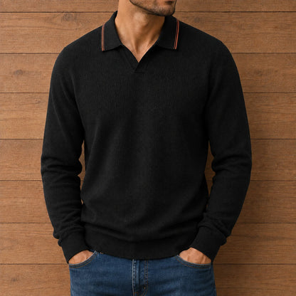 Classic Textured Polo Sweater