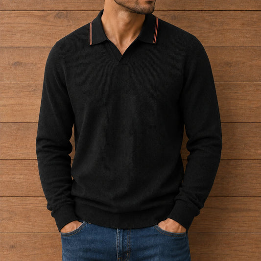 Classic Textured Polo Sweater