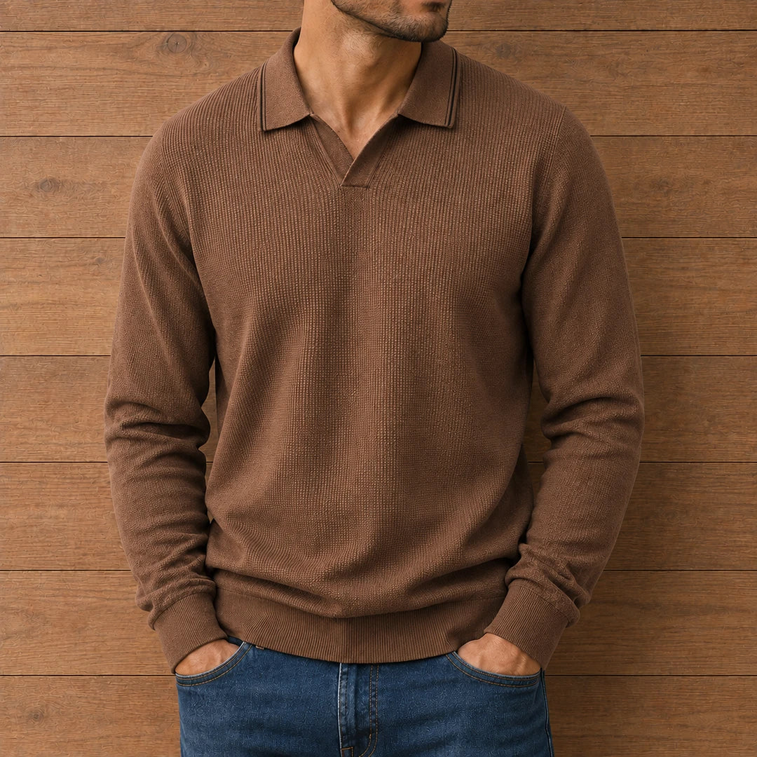 Classic Textured Polo Sweater