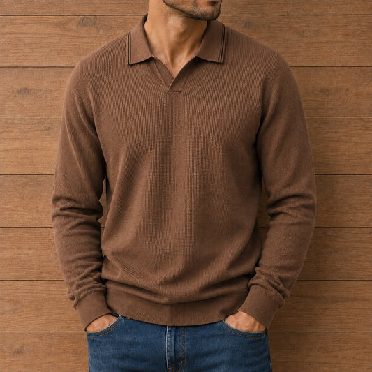 Classic Textured Polo Sweater