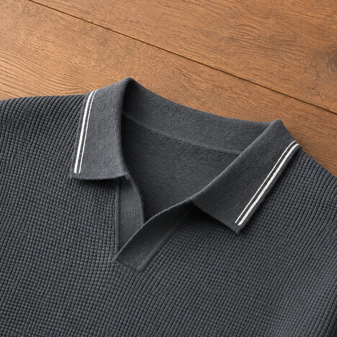 Classic Textured Polo Sweater