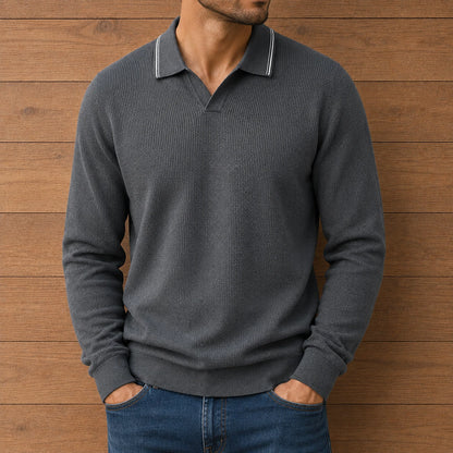 Classic Textured Polo Sweater