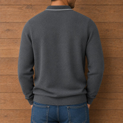 Classic Textured Polo Sweater