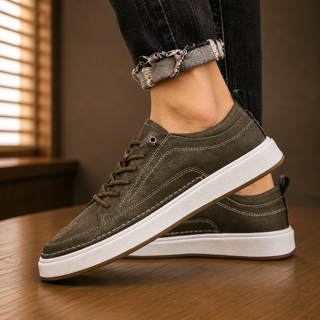 Contrast Sole Lace-Up Sneakers