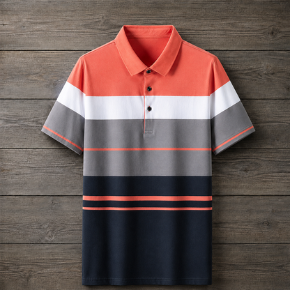 Striped Colorblock Polo Shirt