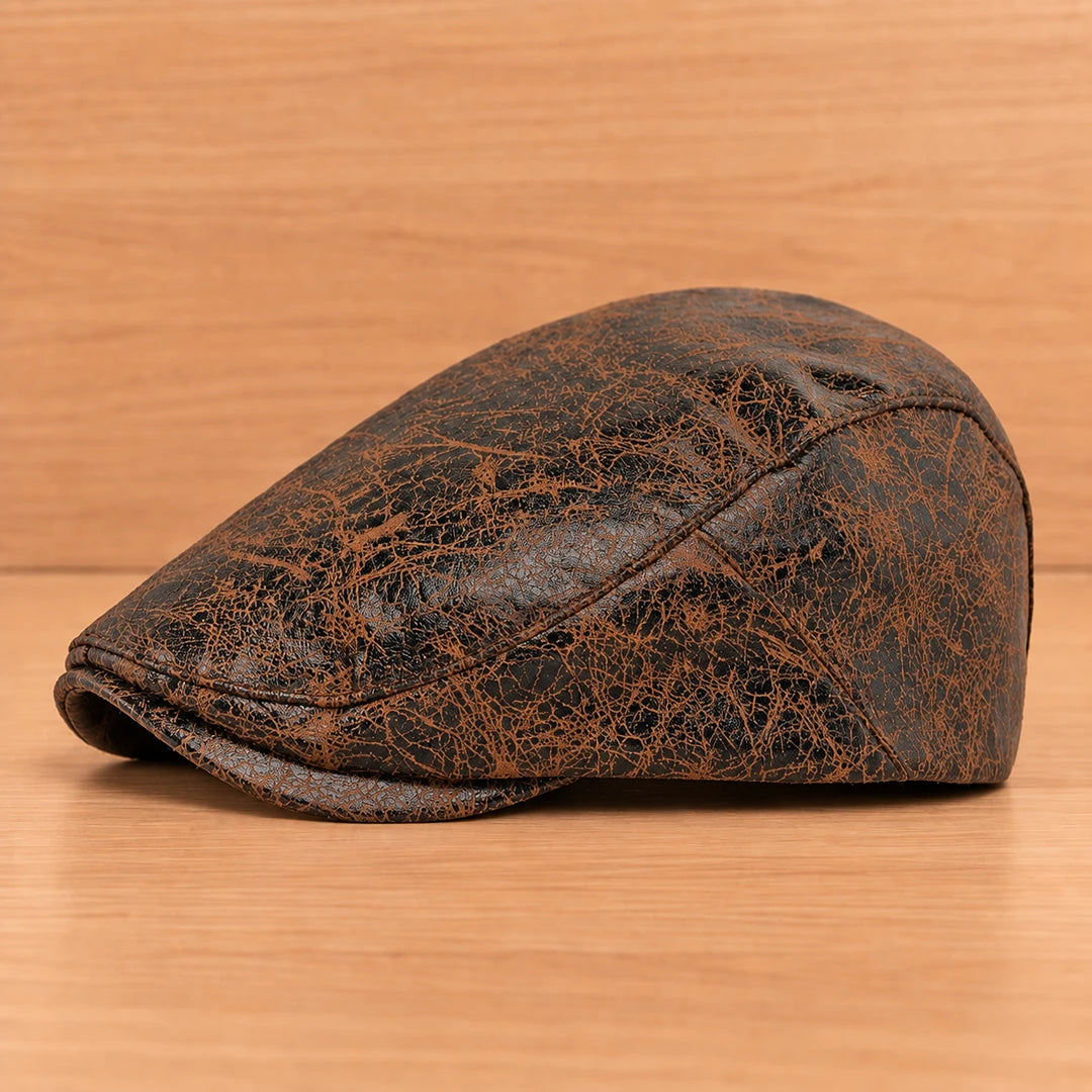 Crackle Patterned Flat Cap