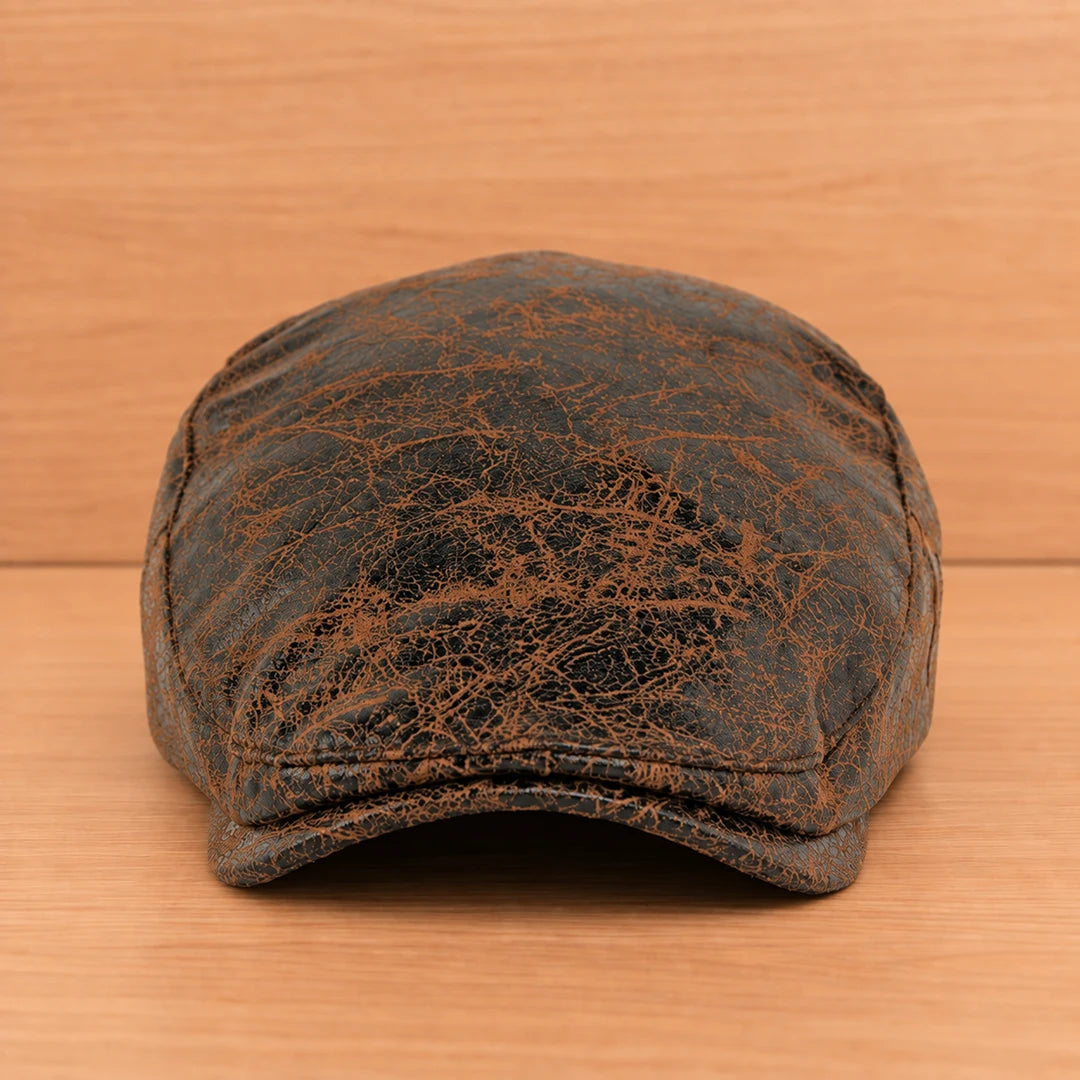 Crackle Patterned Flat Cap