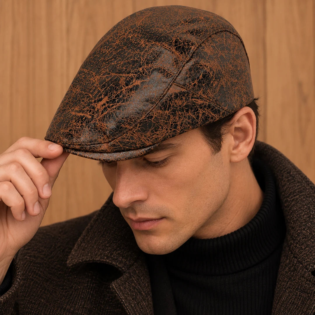 Crackle Patterned Flat Cap