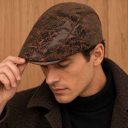 Crackle Patterned Flat Cap
