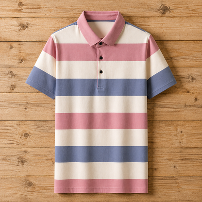 Striped Knit Polo Shirt