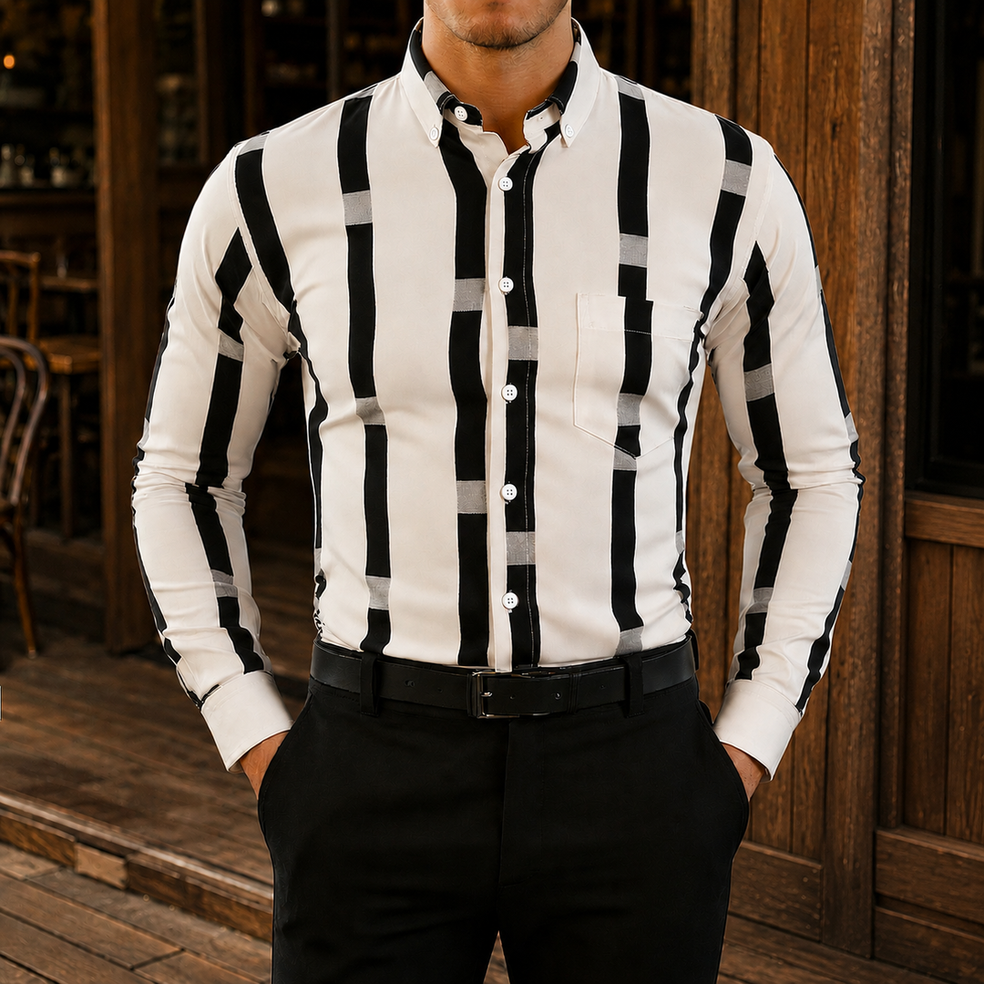 Vertical Stripe Button-Down Shirt
