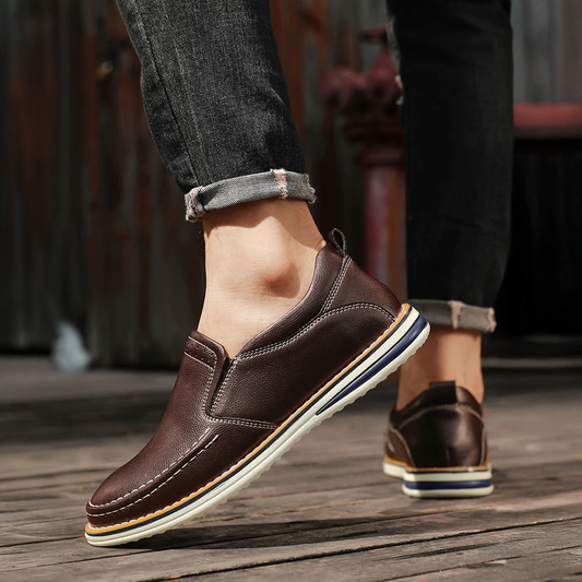 LEATHER SLIP-ON LOAFERS