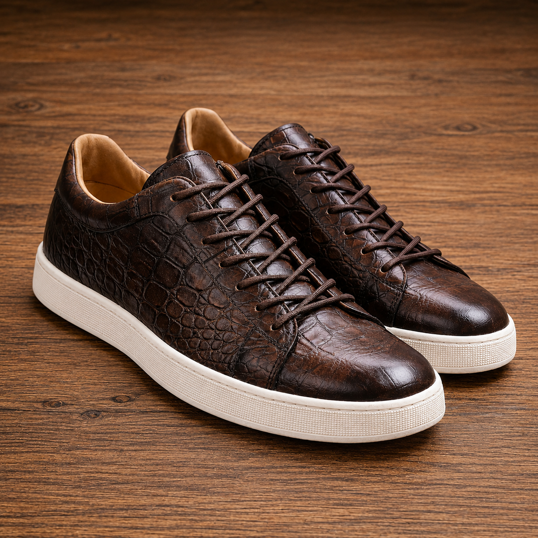 Textured Leather Sneakers