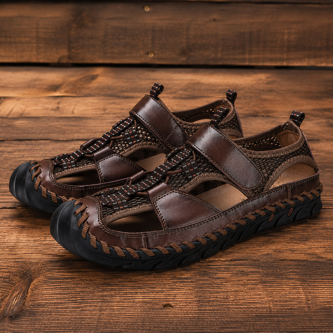 Closed-Toe Leather Sandals