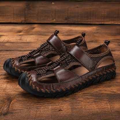 Closed-Toe Leather Sandals
