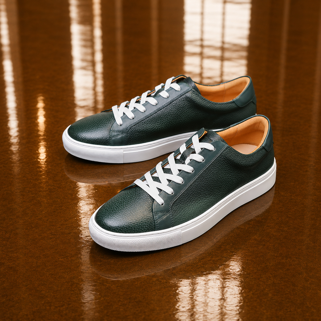 Premium Leather Lace-Up Sneakers