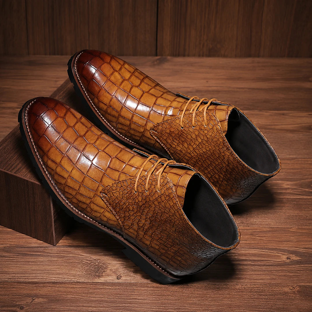 Embossed Pattern Ankle Boots