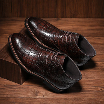 Embossed Pattern Ankle Boots