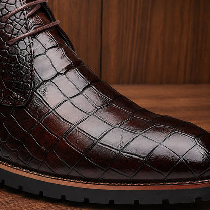 Embossed Pattern Ankle Boots