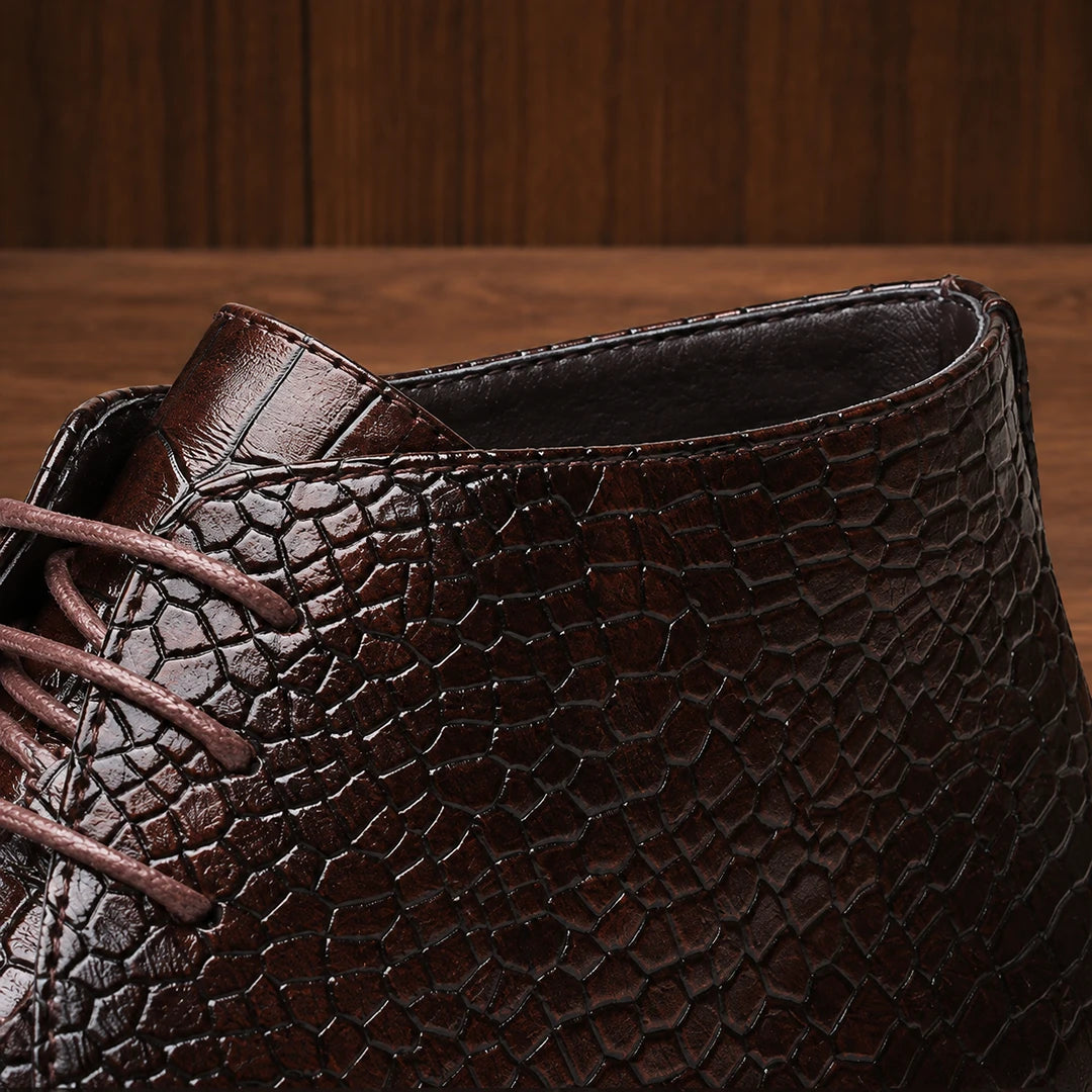 Embossed Pattern Ankle Boots