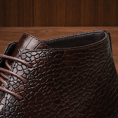 Embossed Pattern Ankle Boots