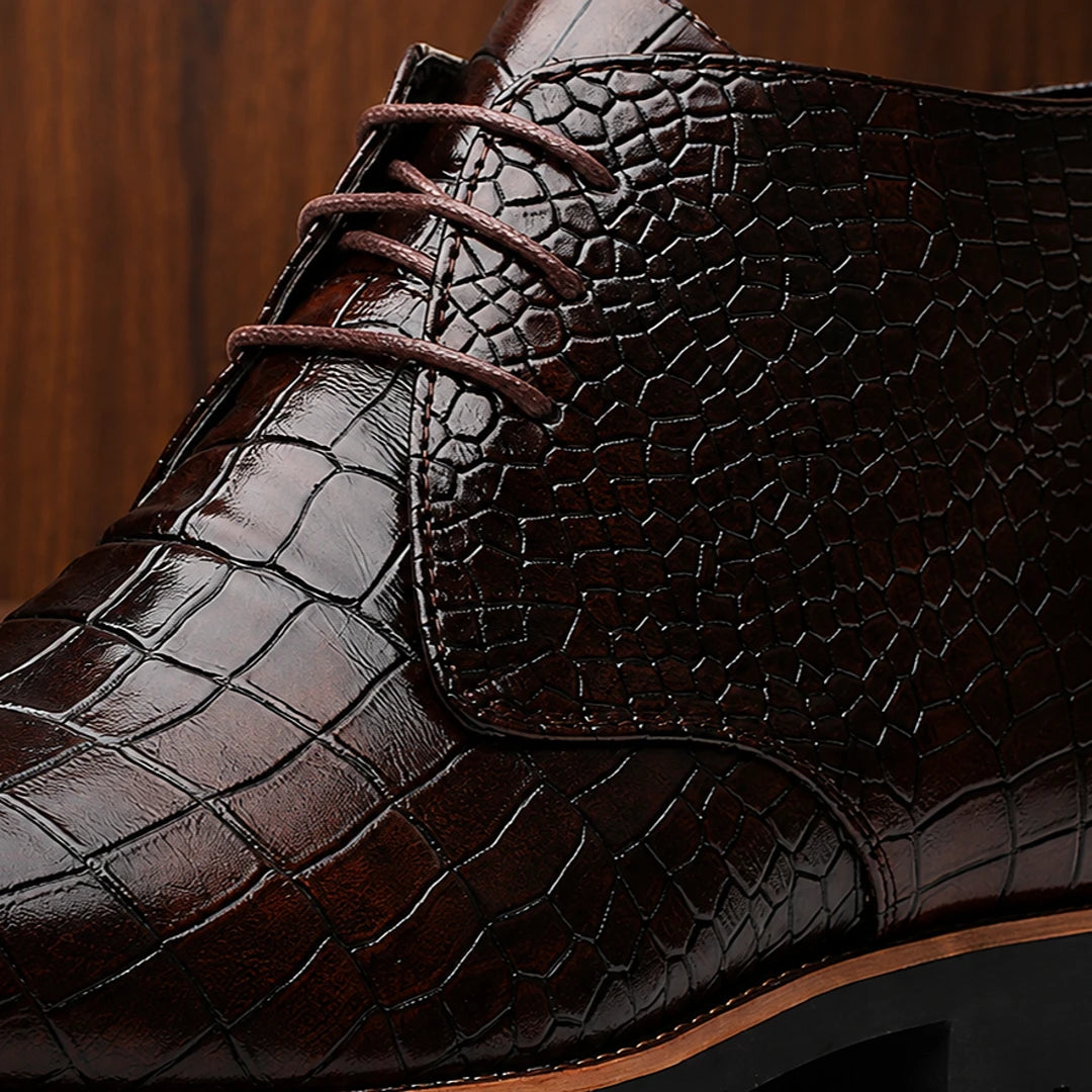 Embossed Pattern Ankle Boots